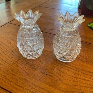 GODINGER PINEAPPLE CRYSTAL SALT & PEPPER SHAKER SHANNON CRYSTAL